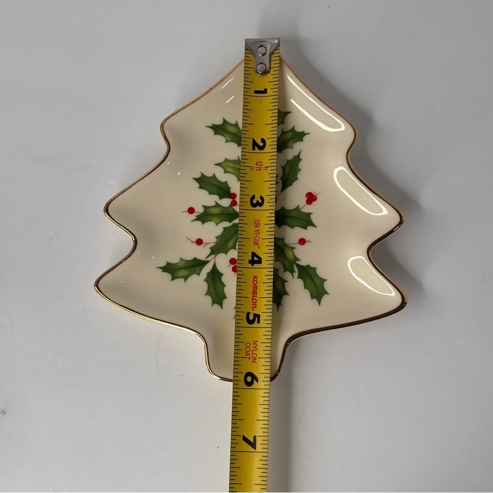 Lenox Christmas Holiday Tree Party Plate 24k Gold Trim Holly Berries NEW